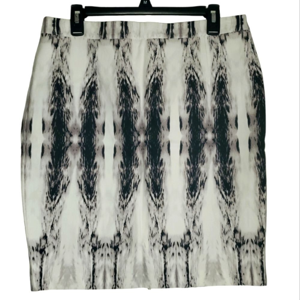 Willi Smith navy blue and white cotton graphic design pencil skirt size 10